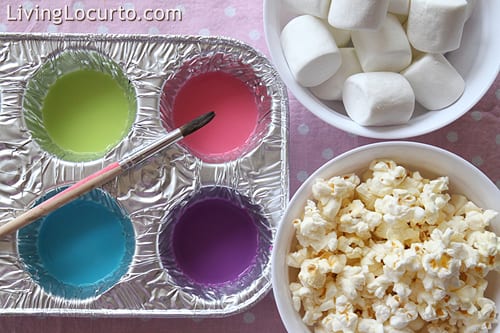 painted food marshmallows and popcorn
