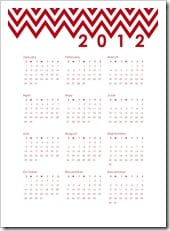 2012 calendar printable