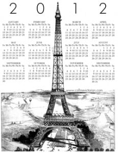 paris 2012 calendar