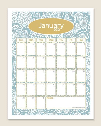 Yearly Calendar 2012 Printable on 2012 Year Calendar Printable