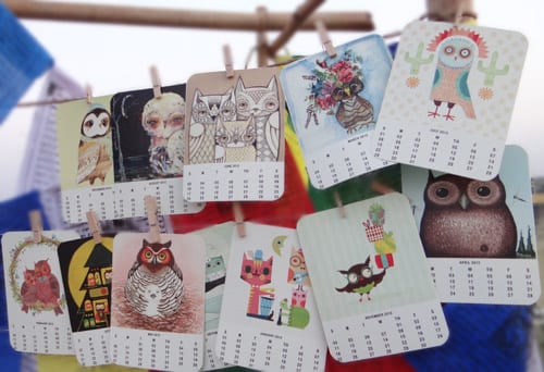 calendar with owls 2012